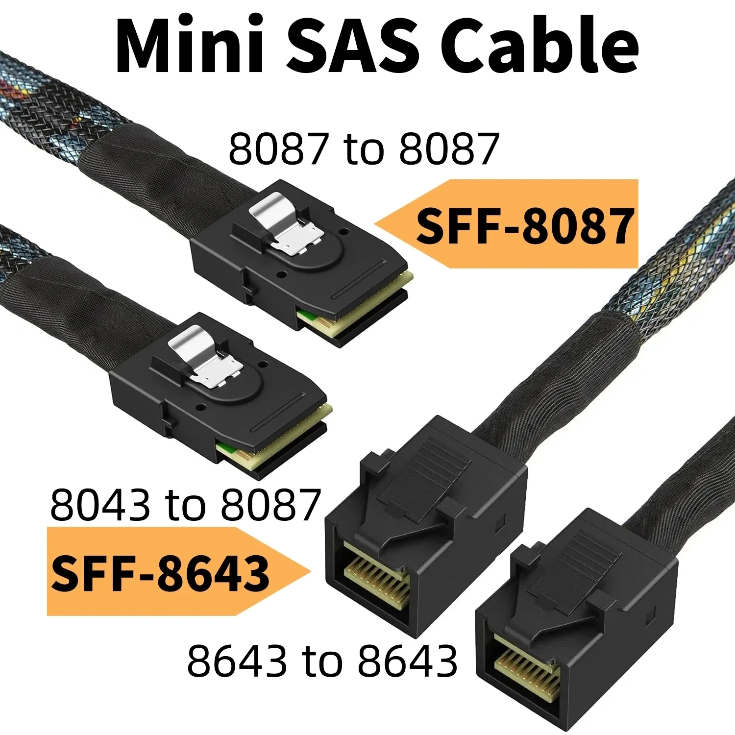 Internal Mini SAS HD SFF-8643 To Mini SAS SFF-8087 Cable, 0.8-m(2.6ft), 2 Pack