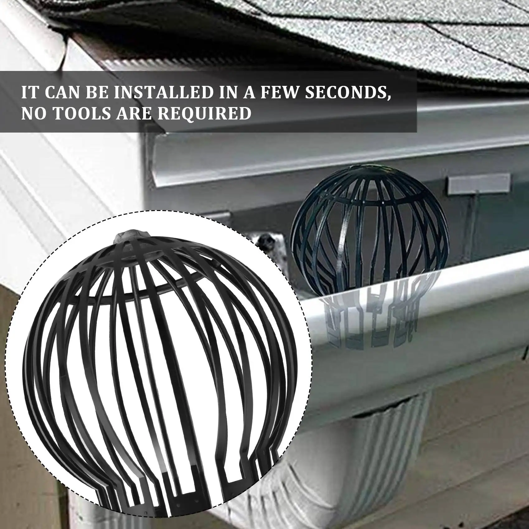 ABZV-4PCS Gutter Guard Downspouts Filter Strainer Preventing Leaf Debris Branches Roof Moss From Clogging the Pipes