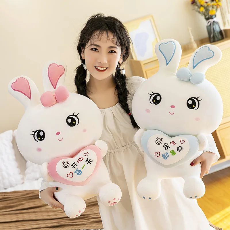 

Large Size Sofa Pillow Heart Hugging Rabbit Cartoon Plush Doll Bed Cushion Rabbit Plush Stuffed Toys Birthday Gift For Girls