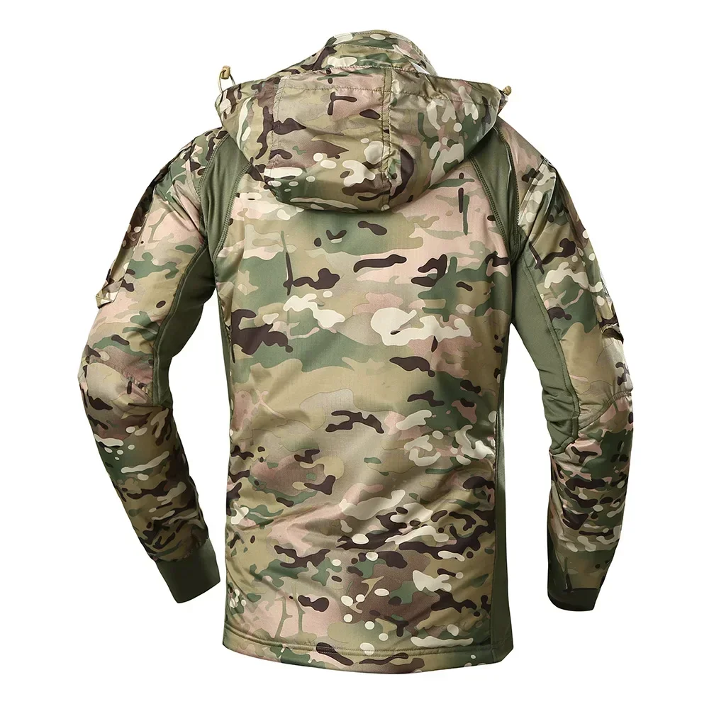 Outdoor Windbreaker Men Tactical Jackets Men Warm Bomber Jacket Camo Hooded Hunting Coats Ultralight Cycling Jackets Elasticity mens jacket