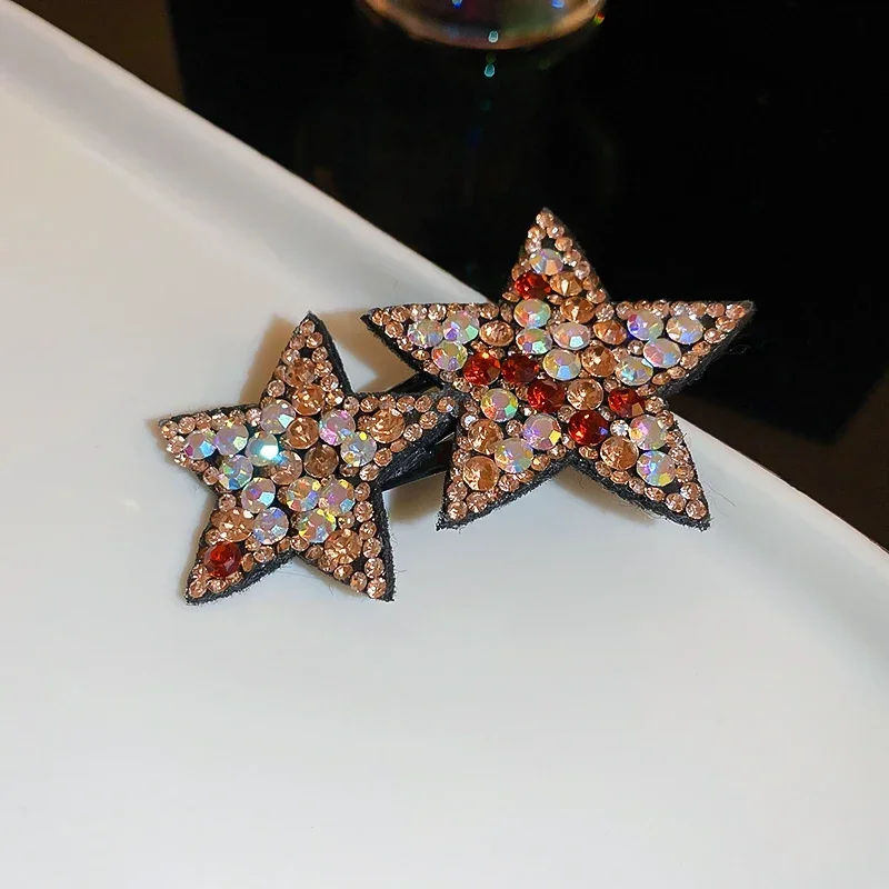 1/2/3 Stück Doppelsterne glänzende Strass-Haarspangen für Frauen, süßes Temperament, vielseitig, luxuriös, trendig, zierliche Accessoires-Sets – Detail 5