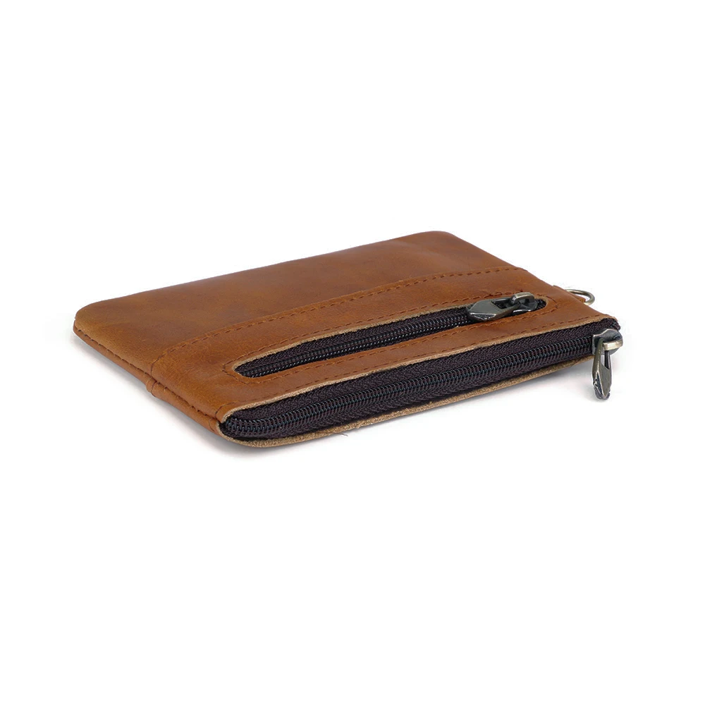 JOYIR Genuine Leather Slim Wallets Men Coin Purses Zipper Short Wallet Male Purse Card key Holder Small Men Mini Wallet for