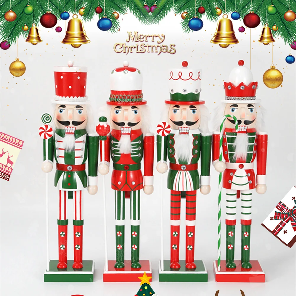 25/38CM Christmas Nutcracker Puppet Wooden Handcraft Candy Soldier Doll Toy New Year Ornament Home Decoration Children's Gift