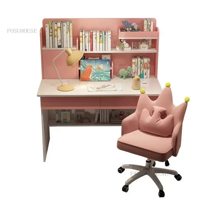 Children's Study Tables Home Desk with Bookshelf Children FurniturePrimary School Bedroom Writing Table and Chair Set x