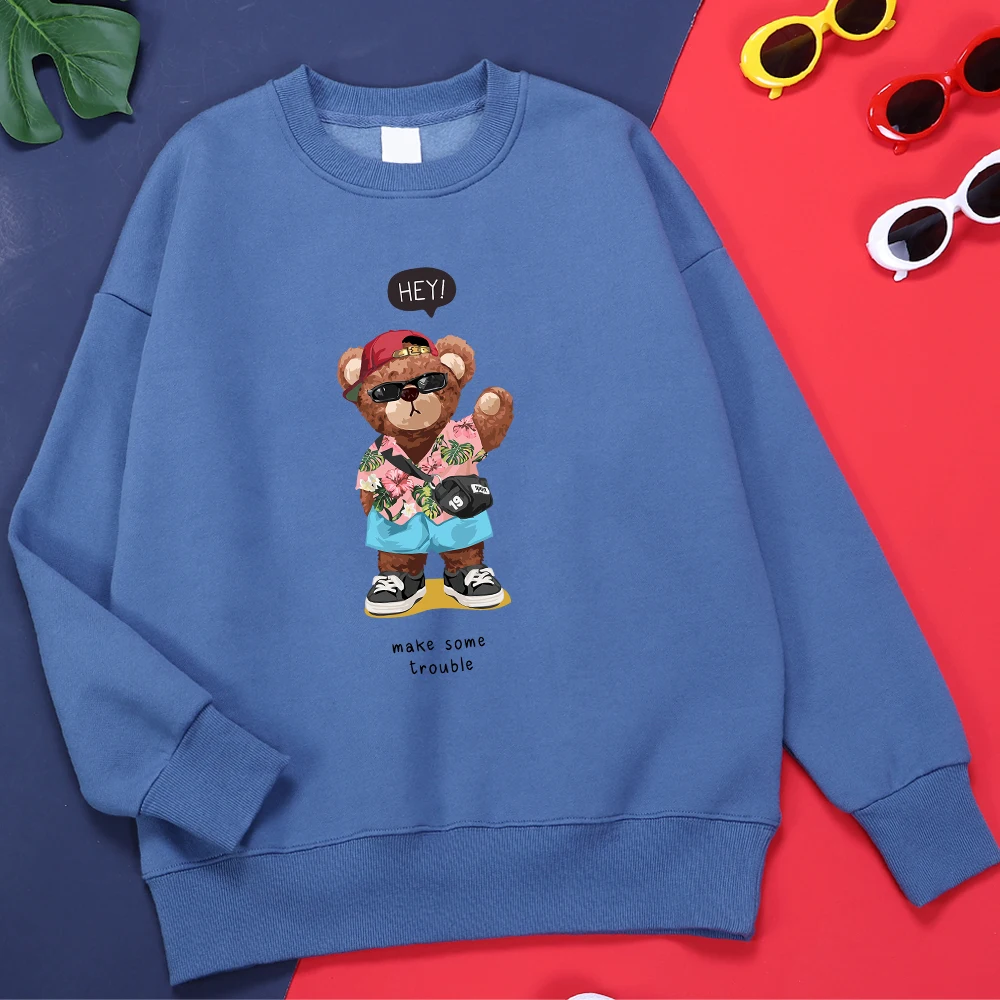 

Hey,Make Some Trouble Fashion Teddy Bear Hoodie Men Basic Oversized Streetwears Hip Hop Daily Hoodie Fashion Casual Clothing Men