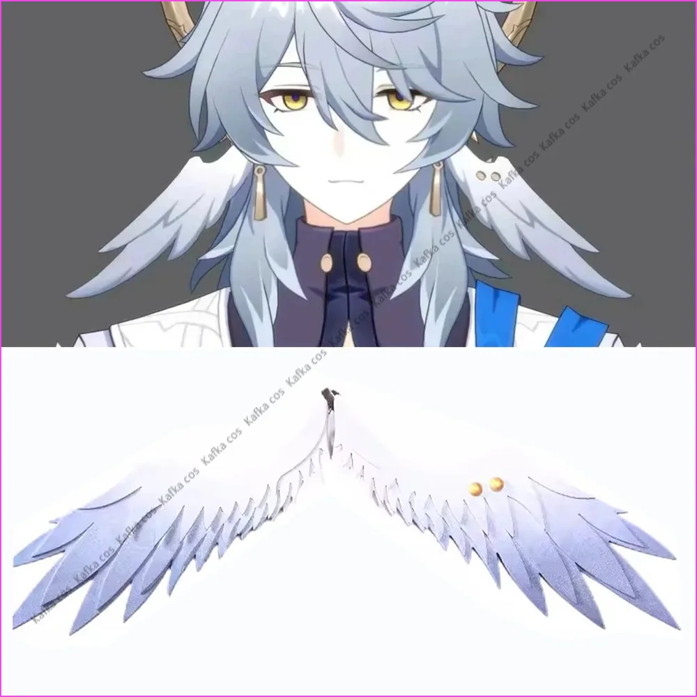 Cosplay Perücke Honkai Star Rail Blaue Haare Flügel Kopfschmuck Sängerin Halloween Party für Frauen Mädchen Requisiten 9
