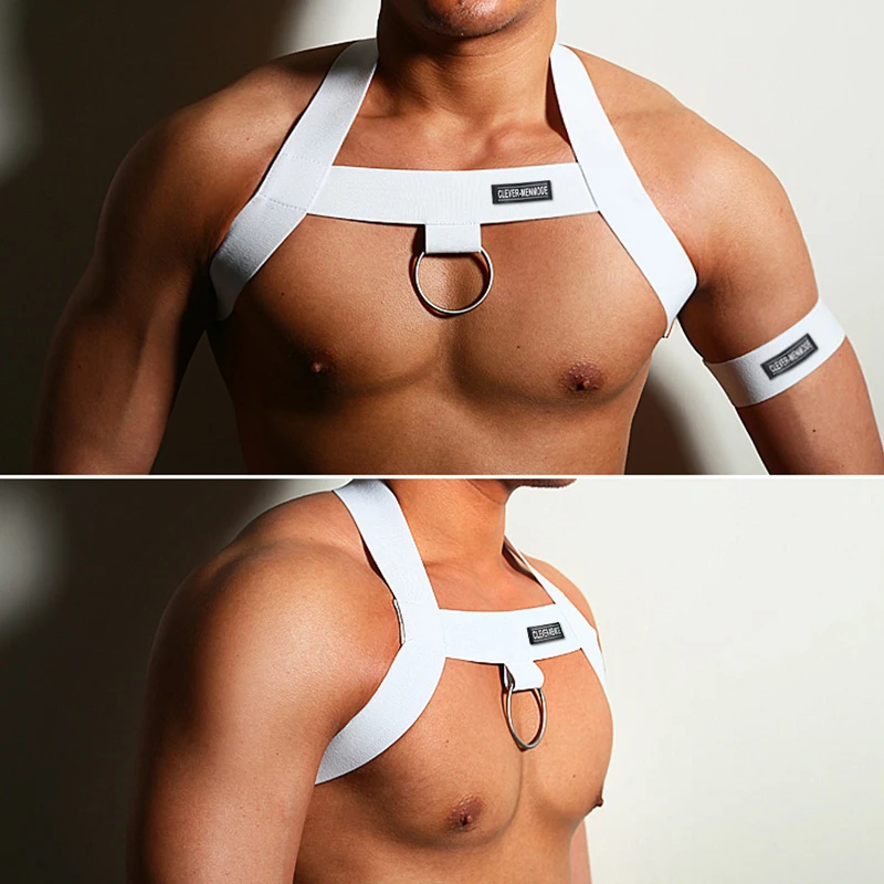 CLEVER-MENMODE Men's Sexy Chest Strap Lingerie Fetish Sissy Men Safety Belt BDSM Bondage Body Sex underwear Gay Halter Bikini leather chest harness