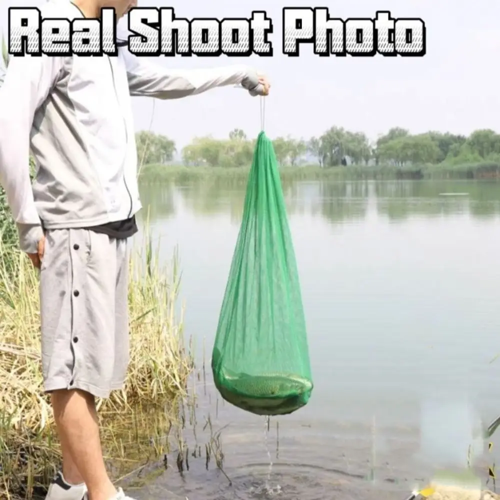 Foldable Nylon Fishing Net Bag Green Fish Cage Thread Collapsible Fish Cage High Quality Fishing Basket And Protection