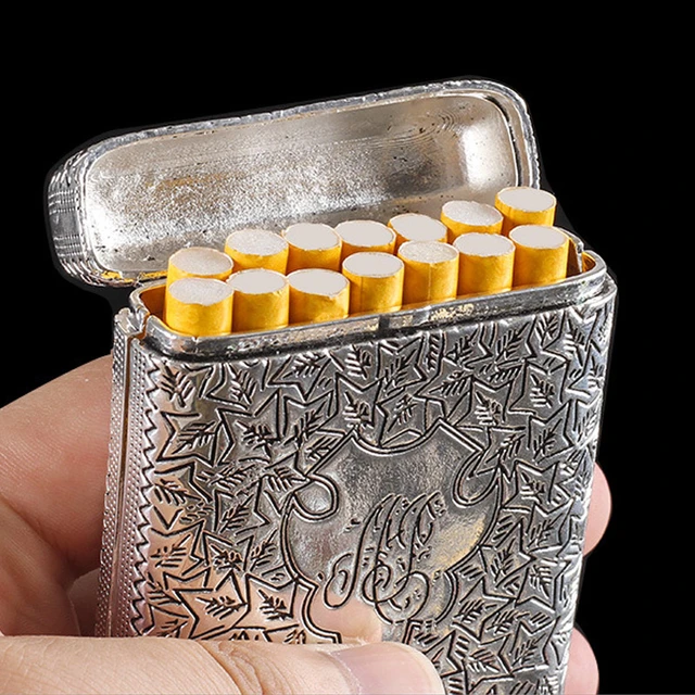 50pcs Retro Metal with Leather Surface Cigarette Case Double Sided Spring  Clip Open Cigarette Box 20 Capacity - AliExpress