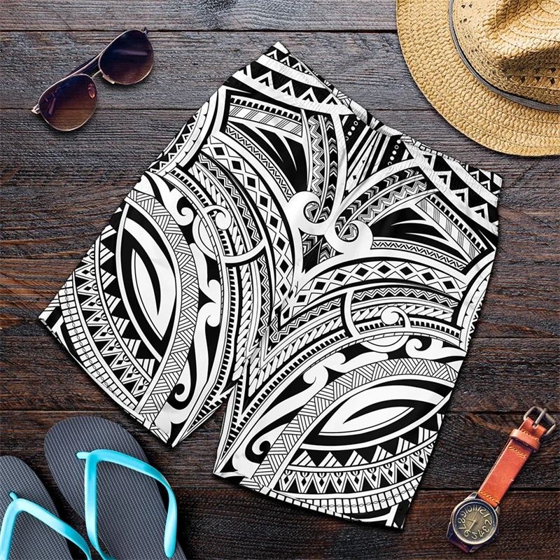 New Men's Summer Shorts Loose Fashion Shorts 3D Printing Casual Maori Ethnic Pattern Harajuku Trunks Sports Quick Drying Shorts 6