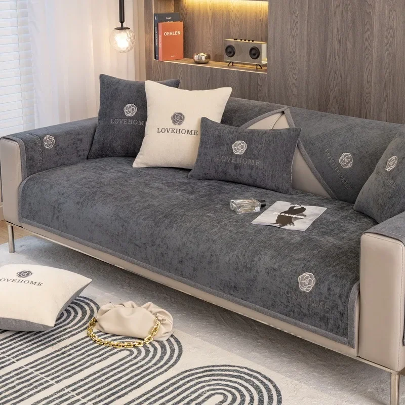 

Nordic Chenille Flowers Sofa Cover Universal Non Slip Sofas Cushion for Living Room Combination Couch Towel Furniture Protector