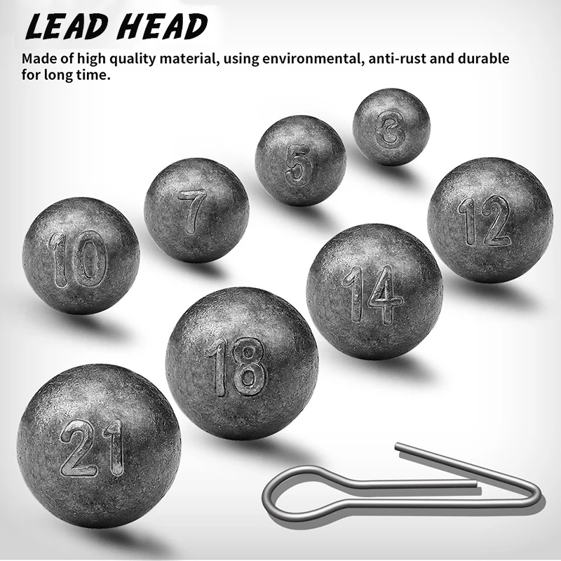 Leaded head fishing accessories 3G-21G fishing lead pendant round