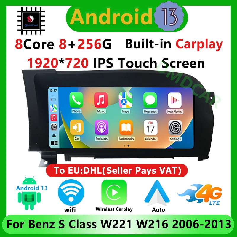 

Snapdragon Android13 Multimedia 10.25" 8G+256G ID8 For Mercedes Benz S Class W221 W216 GPS Navigation Radio Stereo Video Player