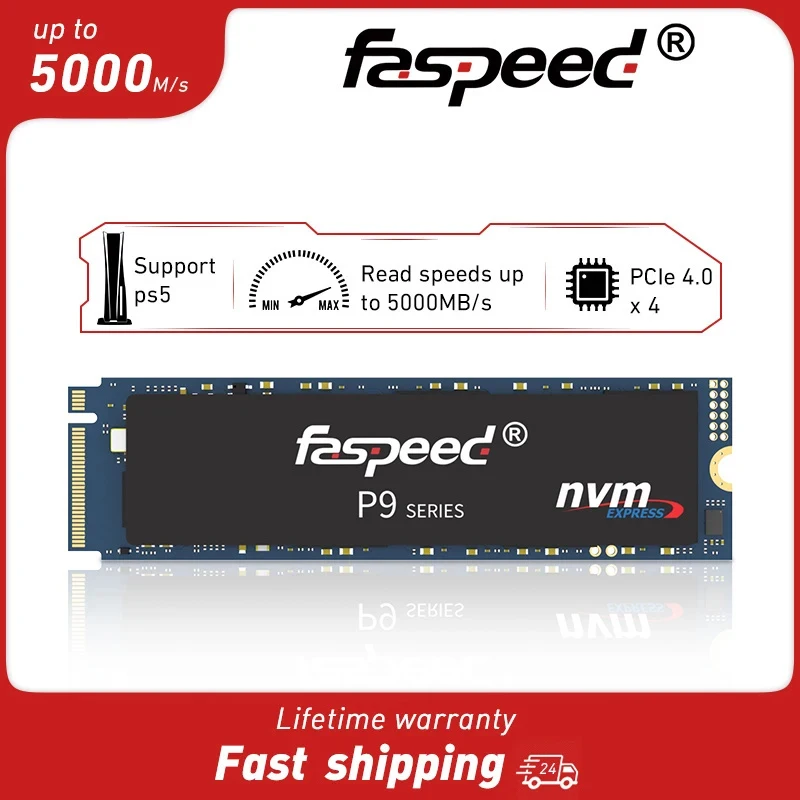 

Faspeed 1-10Pcs M.2 SSD 1TB 512GB PCIE 4.0X4 5000M/S Solid State Drive 1 TB 512 GB M 2 2280 Hard Disk For PS5 PC Laptop Desktop