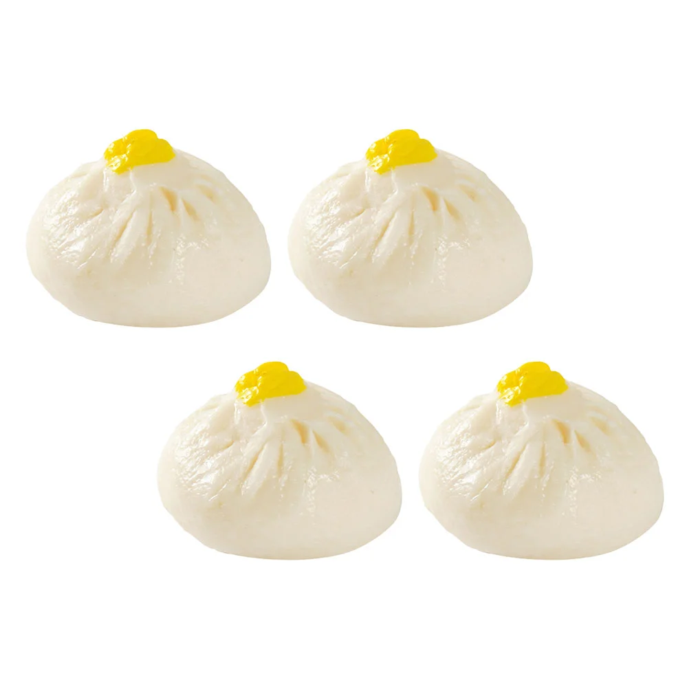 

4 Pcs Bun Model Replica Fake Steamed Stuffed Decor Dining Room Pvc Playing Toy