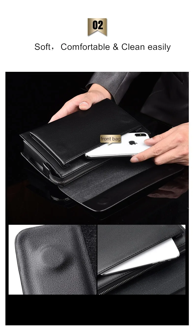 Men's Moneybag Code Lock Handbag Large Capacity PU Leather Business Bag Long Wallet Zipper Letter Leisure Black Brown Phonebag