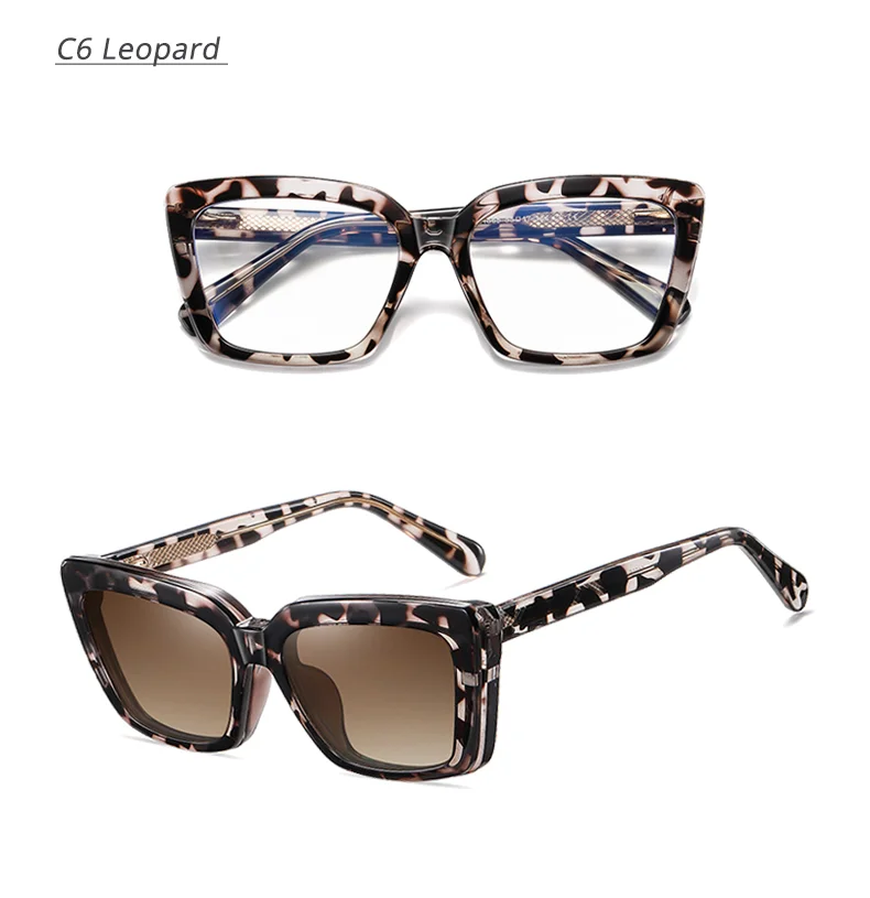 2025 Trend Brillengestell Frau 2-in-1 Damen-Sonnenbrille Luxus Designer Cat Eye Brille Damen Magnet Clip On Brille Zero – Detail 12