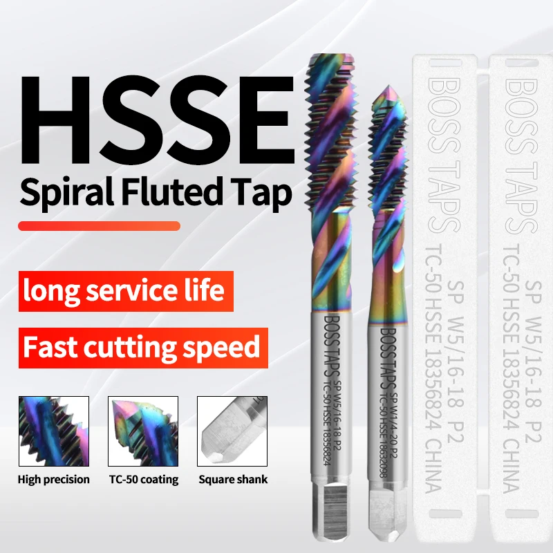 HSSE-M35 JIS Standard Spiral Fluted Tap W 1/8 5/32 3/16 7/32 1/4 5/16 3/8 7/16 1/2 5/8 Machine Screw