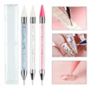 1pc Dual Ended Nail Dotting Pen Pink Crystal Beads Handle Rhinestone Studs Picker Wax Pencil Gel UV Brush Manicure Nail Art Tool 1