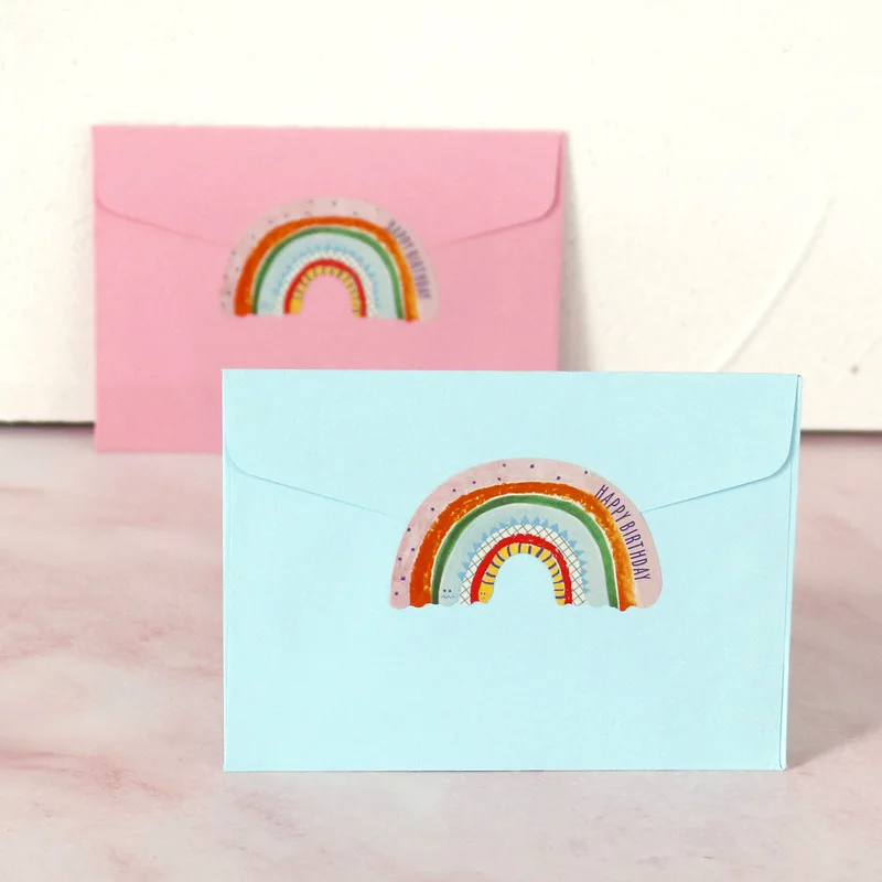 Decorative Stickers DIY Scrapbooking Accessories Thank You Stickers Rainbow Stickers Happy Birthday Thank You Label DIY Cookie Bags Seal Labels Happy Every Day Sticker Paper Decor 5.5cm 100pcs