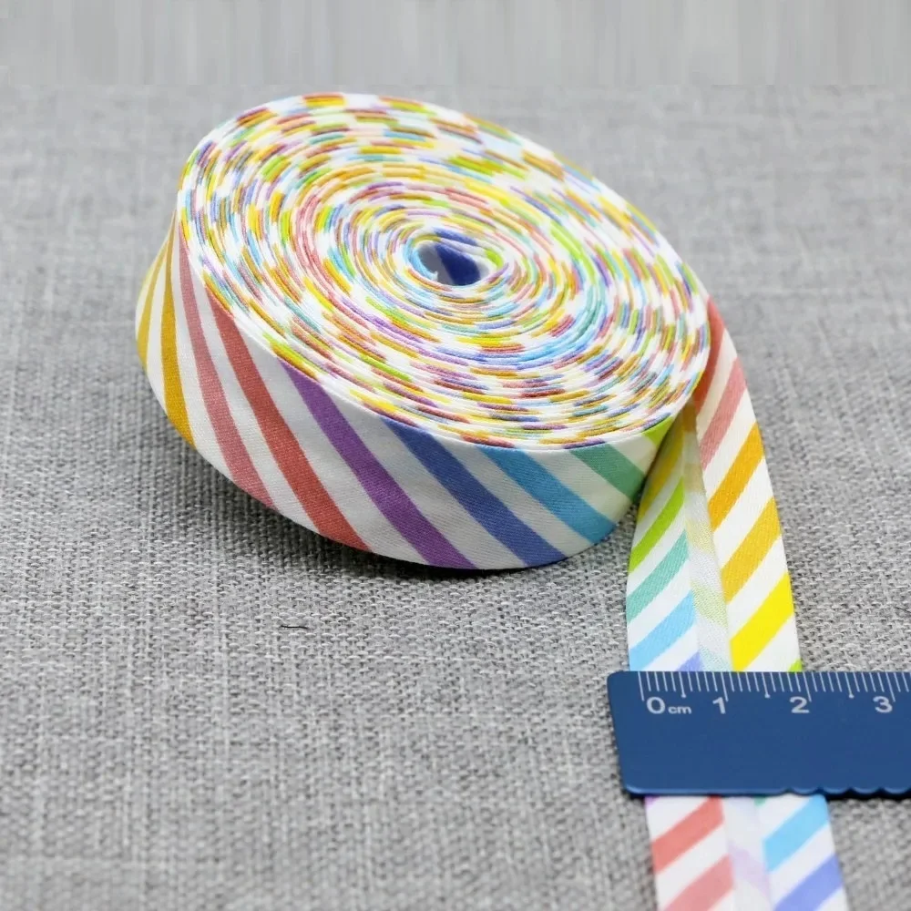 20mm 너비 코튼 바이어스 바인딩 테이프 점선 및 줄무늬 시리즈 가장자리 리본 접힌 천 웰트 DIY 봉제 양재 액세서리