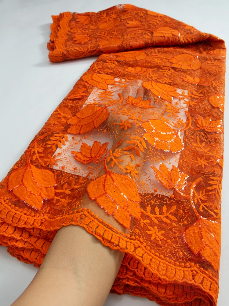 Lace Fabric African Lace Fabric 2.5Yards Embroidered Nigerian Laces French Tulle