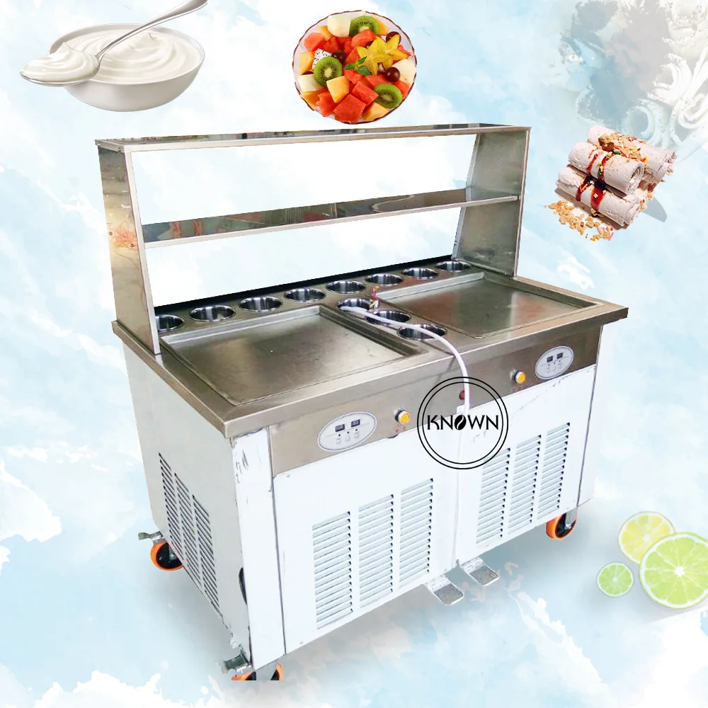 DoublePanFryIceCreamMakingMachinesSquareHighQualityThailand
