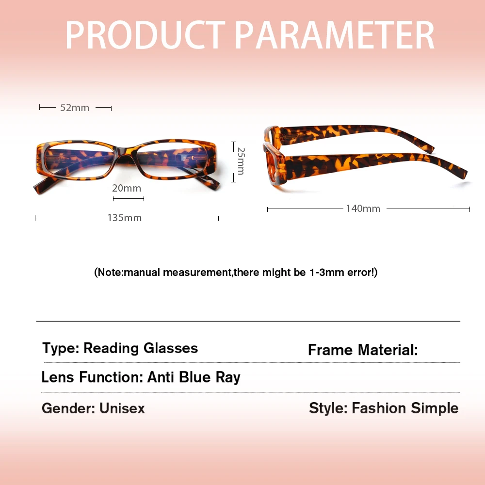 CLASAGA Reading Glasses for Women Red Fashion Wide-Legged Prescription Glasses HD High Quality Anti-Blue Light Diopter Glasses 3