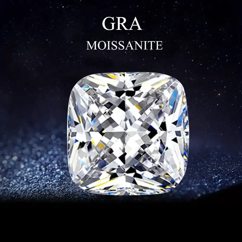 

GRA Certificate White Real Color DEF Cushion Cut Moissanite Custom Jewelry Loose Stones
