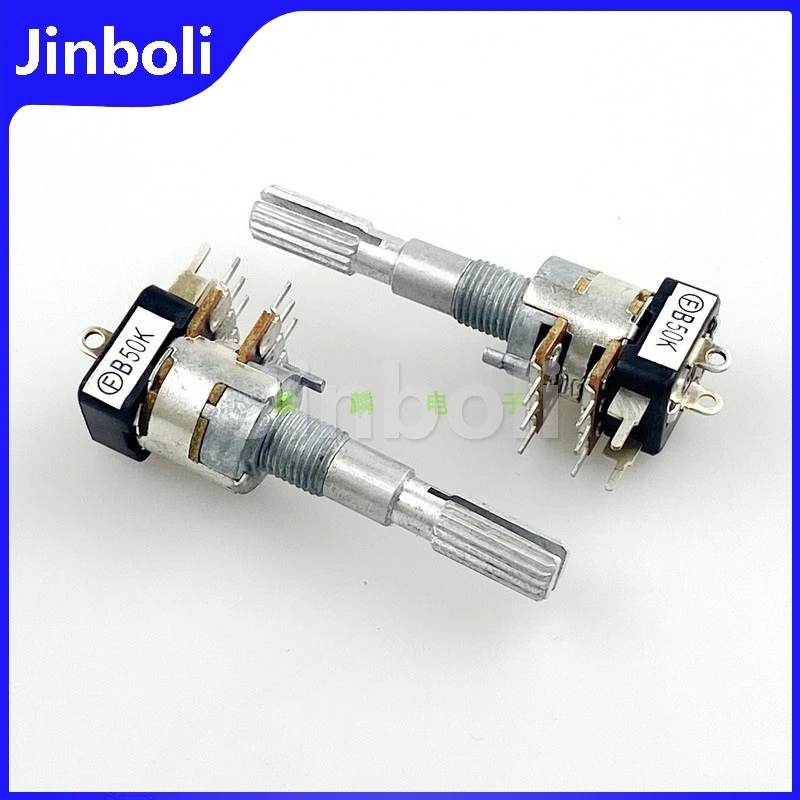 2PCS 12 Type Dual With Switch B50K Computer Speaker Volume Potentiometer 8Pins Flower Shaft Length 30mm