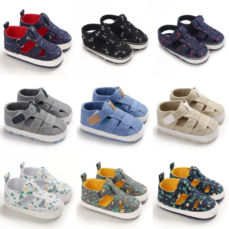 Male Baby Closed Toe Lightweight Sandals For Toddlers Soft Soles With Hook and Loop Fasteners Hollow and Breathable Sandals