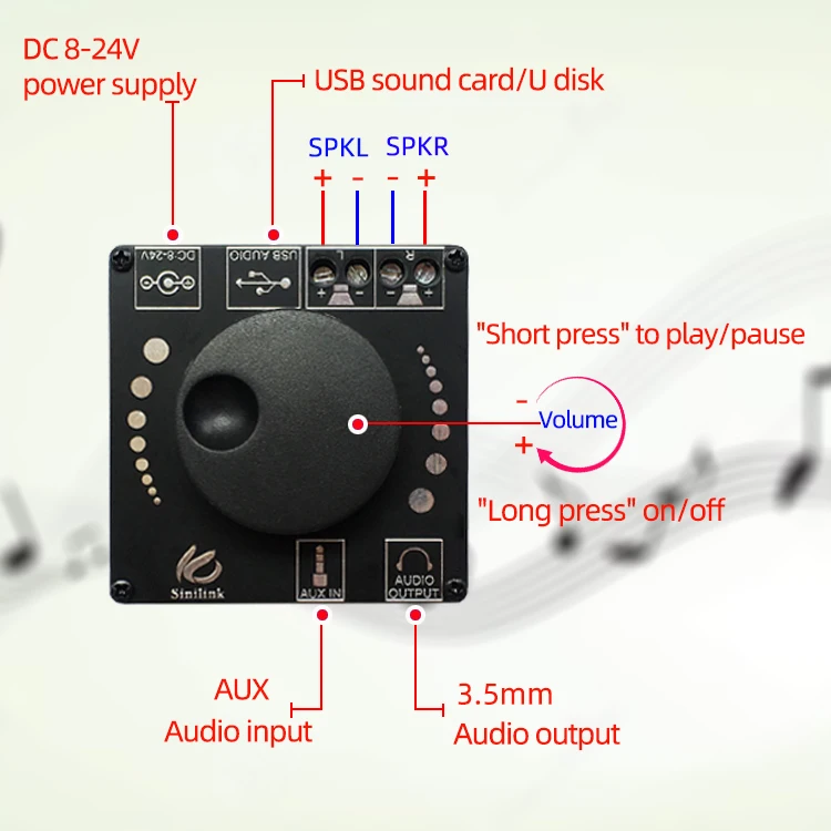 Bluetooth 5.0 20WX2 Stereo Power Digital Amplifier Board Module AMP Amplificador Home Theater 12V 24V 3.5mm AUX USB XY-AP15H audio amplifier board rf amplifier operational amplifier pre amplifier audio tube amplifier