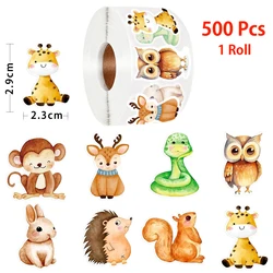 Cartoon Animal Stickers for Kids - Cute Nature - Inspired Reward Stickers for Teachers and School Supplies (1Roll 500pcs)