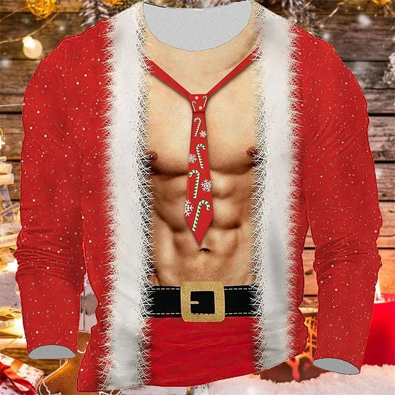 Christmas Long Sleeve T Shirt Men Hip Hop