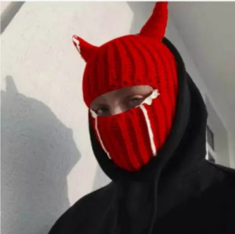Homens e mulheres Halloween Devil Horn Balaclava, máscara de esqui
