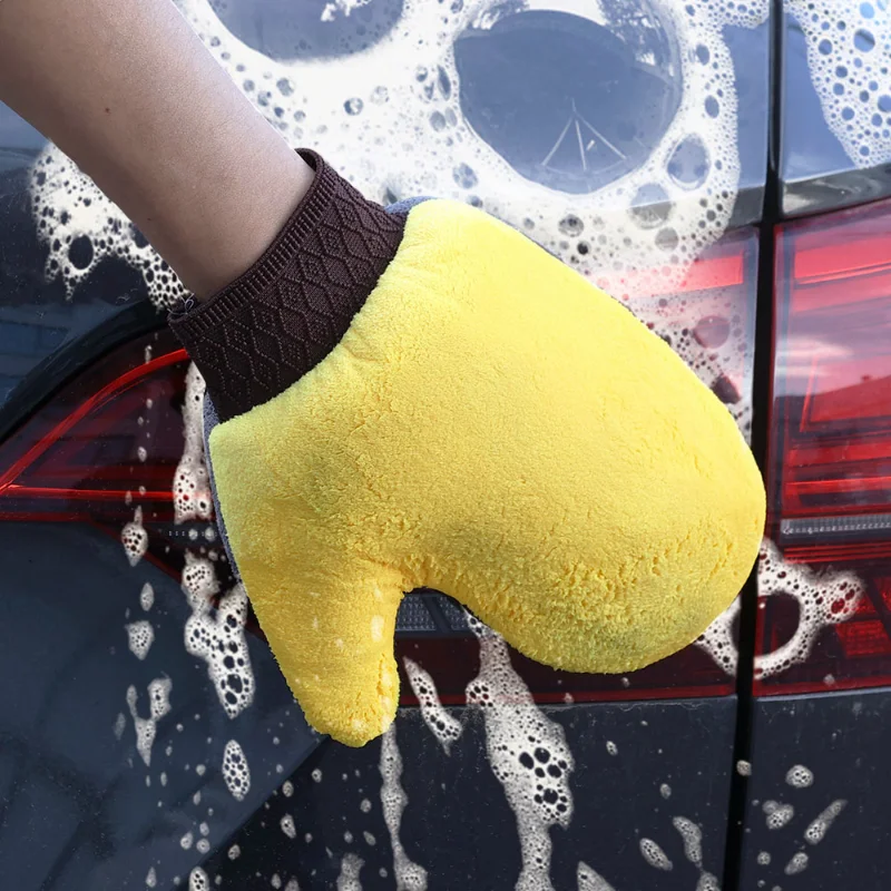 Car Cleaning Gloves Soft Microfiber Strong Water Absorption Car Body Washing Glove Window Glass Tire Detailing Dust Clean Tools