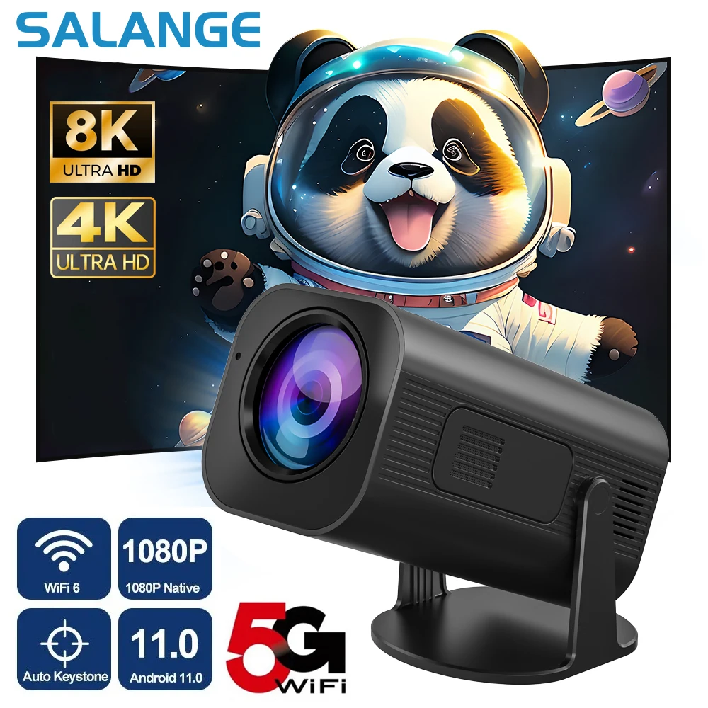 Salange P330 미니 프로젝터, 안드로이드 11, 380 ANSI 네이티브 1080P, Wifi6, BT5.0, 8K 시네마, 휴대용 비디오 비머, HY300 업그레이드