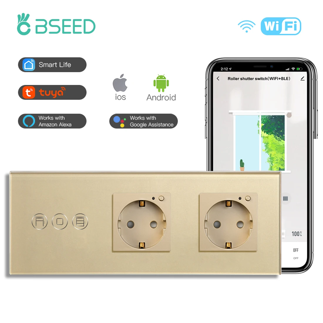 

Роликовый выключатель BSEED с поддержкой Wi-Fi и голосовым управлением