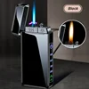 Triple Flame Electric Pulse Plasma Dual Arc Type-C Lighter Metal Outdoor Windproof Blue Red Flame Torch Jet Lighter Men's Gift 5