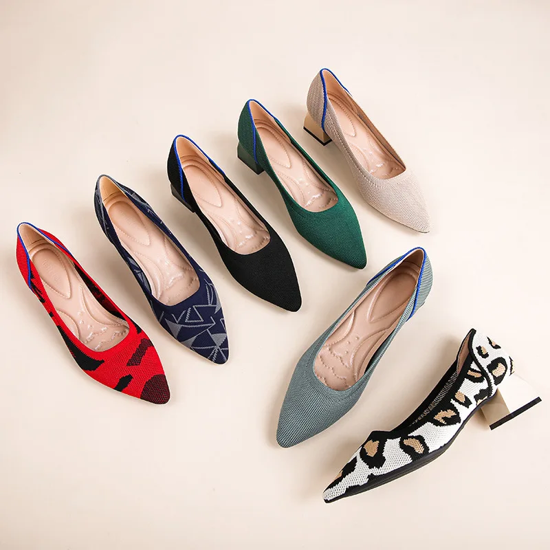 New Women Pumps Fashion Woman Shoes Casual Loafers High Heels Platform Shoes Breathable Stretch Fabric Ladies Shoes Quality