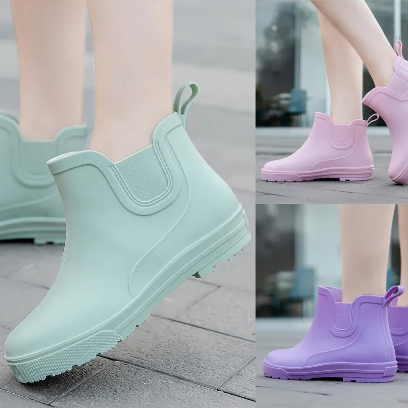

Women Fashion Ankle Rain Boots Waterproof Short Garden Shoes Woman Wellies Shoes Multi Colors