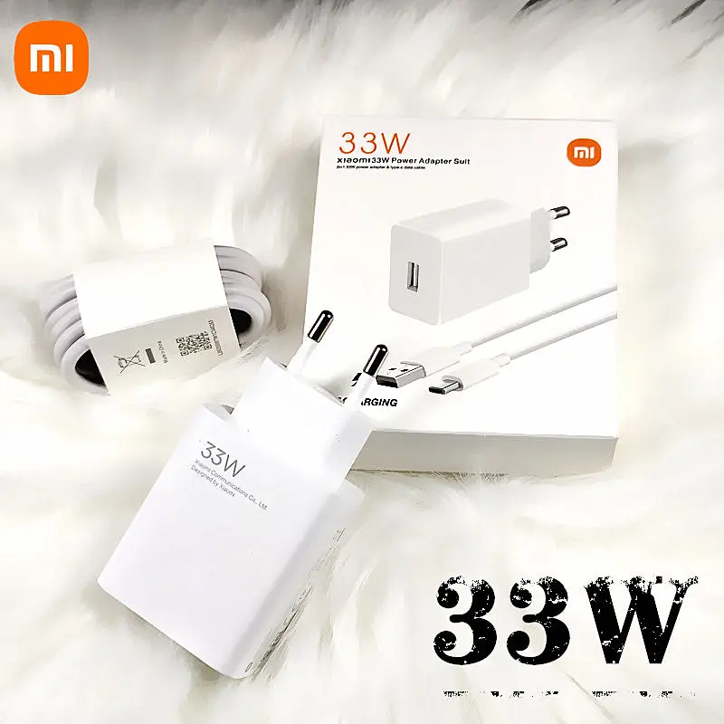 Xiaomi 33W Original Charger Turbo Fast EU 6A Usb Type C Cable Charging  Adapter For Mi 9 10 Poco X3 X4 RedMi Note 11 10 9 Pro K40