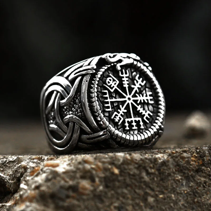 Stainless steel ring Viking Celtic solar symbol wheel amulet nordic slavic pagan jewelry
