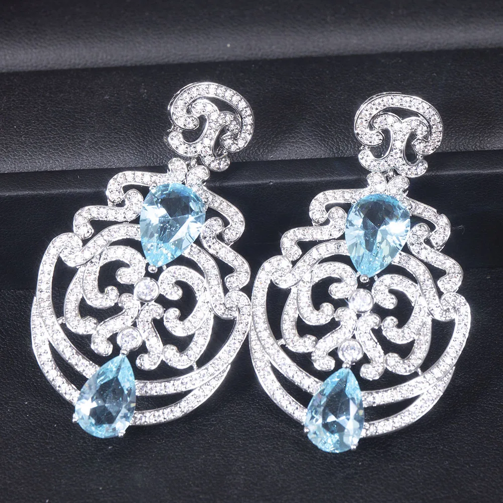 

Luxury Geometric Dangle Earrings For Women Wedding Party Indian Dubai Bridal Jewelry Boucle D'oreille Femme E6421