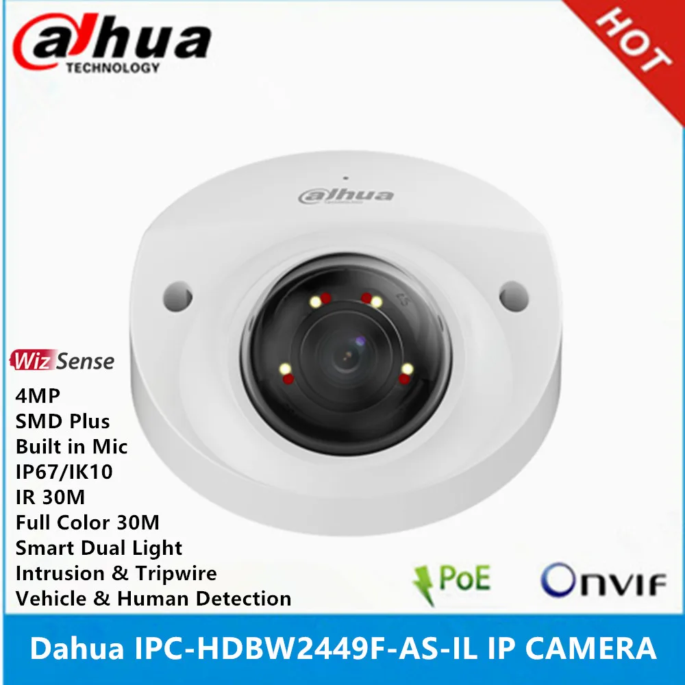 Dahua IPC-HDBW2449F-AS-IL 4MP IR & Full Color IP67 IK10 Built in MIC SMD Plus WizSense replace IPC-HDBW2431F-AS-S2 ip camera 1