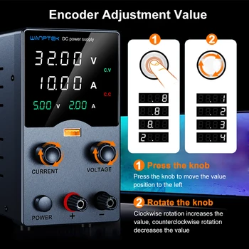 Power Supply Adjustable 30V 5A 10A 60V 5A 120V 3A with USB Output Display Bench DC Power Supply