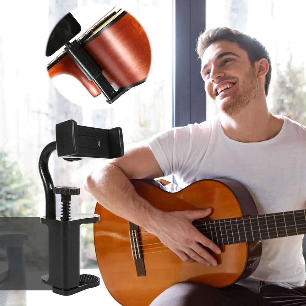 Gitarren-Telefonhalter, freihändig verstellbare Telefonunterstützung, Mehrzweck-Handyhalterung für dicke Gitarre, für Trommel-Handyhalterung – Detail 6