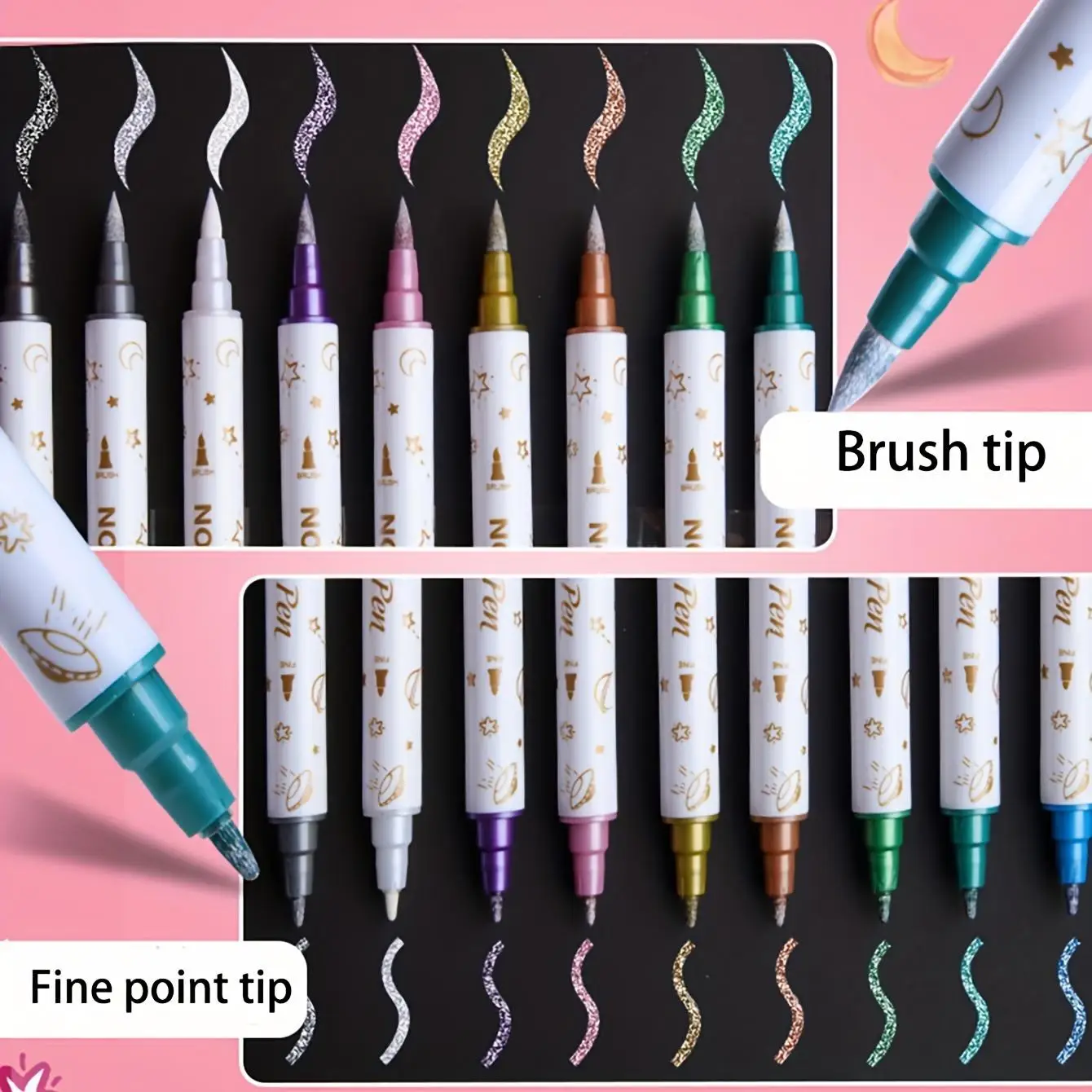 Metallic Glitter Marker Pens Dual Tip Brush And Fine Point DIY Album Black Cards Scrapbooking Craft Supplies 10Pcs metallic markers pens,marker pens,pen marker,color marker pens,markers pen,permanent marker pen,permanent marker,paint marker pen,white marker pens,permanent markers,acrylic paint markers,marker pen,art marker pens,art markers,paint marker pens