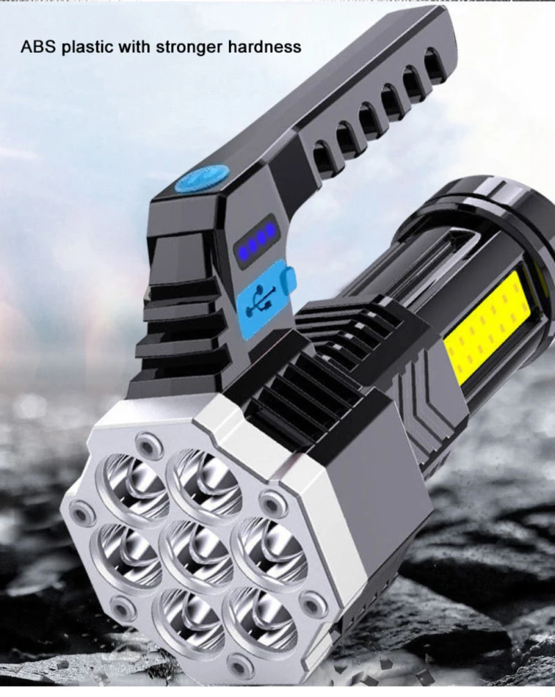 Description Picture 3 of itemRechargeable 7 LED Flashlight with Cob Floodlight High Power USB Charging Flashlights Outdoor Lighting For Camping Hiking