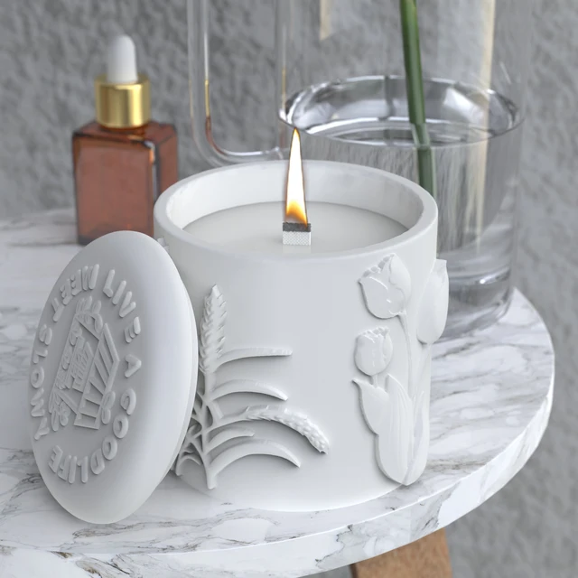 3 Stampi Silicone Per Candele Con Coperchio - Rotondi E Quadrati Per Candele Fai Da Te - Foto 8